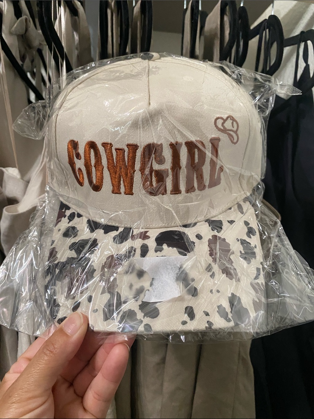 Zenana Outfitters White and Brown 'COWGIRL' Embroidered Cap - Picture 4 of 4